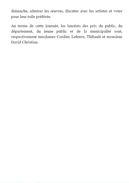 Obtention du prix du département au Salon de peinture de Cinq-Mars-la-Pile